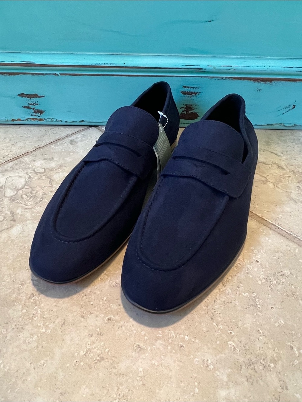 Beautiful NWT H&M Navy Blue Loafers Euro Size 44 US Men’s Size 10.5 Micro Suede